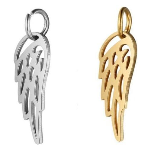 Wholesale 10pcs/lot Stainless Steel Hollow Wings Little Charms Pendants Connectors For DIY Jewelry Making Findings