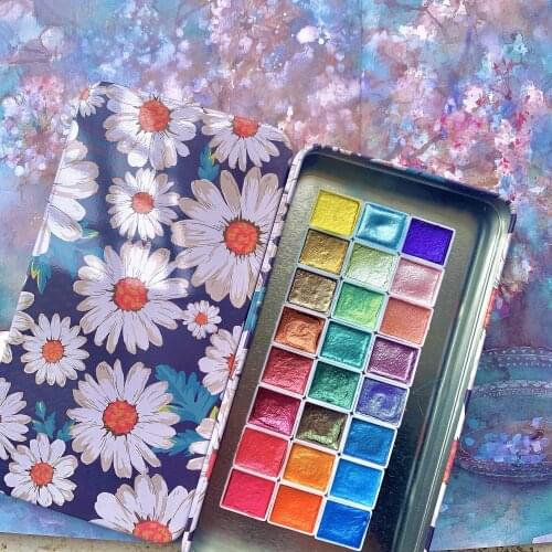 Pearlescent Solid Watercolor Pigment Gouache Iron Box Set Beginner Painting Art Sketch Nail Enhancement Metal Color 1ml / 2ml