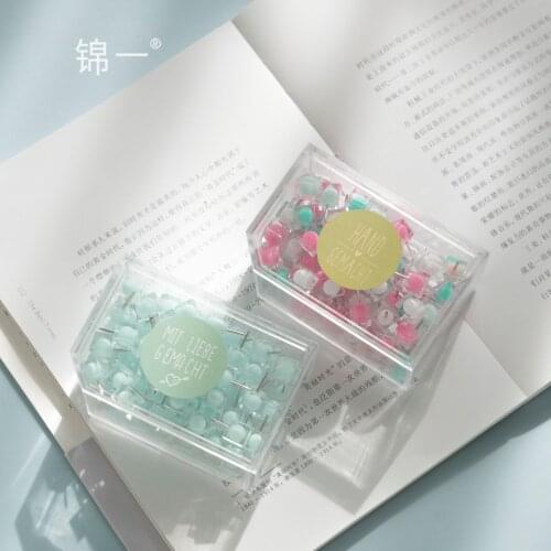 TUTU 80 pcs/box Ball Head Pin jelly Thumb Tacks Marcaron Color Push Pins Thumbtack Pins For Cork Board Decorative H0488