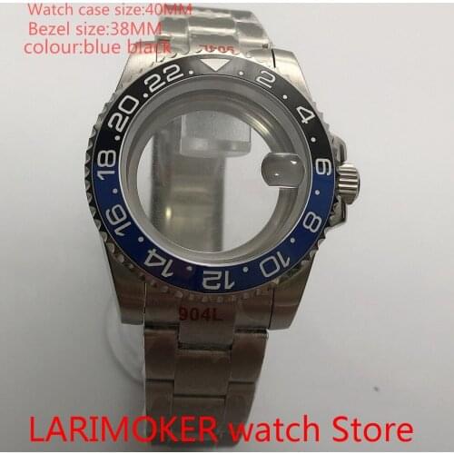 Suitable for NH35 NH36 Mingzhu 40mm sapphire glass 904L stainless steel case sealing bottom cover, with bezel blue yellow