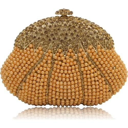 Luxury Crystal Rhinestone Clutch Purse Pearl Beaded Evening Bag for Wedding Party Wholesales Wedding Purse