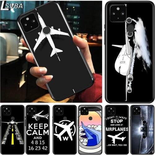 Airplane Flight Travel Shockproof Cover for Google Pixel 5 4 5A 4A XL 5G Black Phone Case Shell Soft Fundas Coque Capa