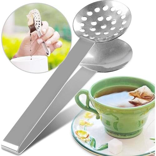 Stainless Steel Tea Tongs Tea Bag Squeezer Strainer Holder Grip Spoon Mini Sugar Clip Kitchen Bar Tools-ABUX