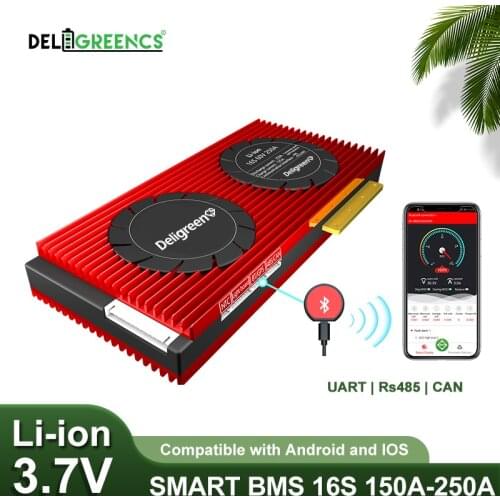 Li-ion Smart BMS 16S 60V 150A 200A 250A 3.7V rated with Bluetooth 485 CAN box NTC UART cable EV power storage