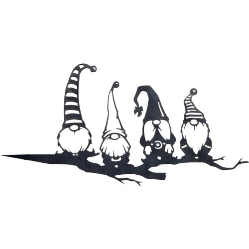 Steel Branch Gnomes Decoration Metal Tree Art Metal Gnomes Garden Steel Silver Gnomes Statue Steel Silhouette Garden Decoration