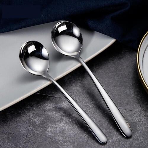 Stainless Steel Soup Ice Cream Dessert Honey Spoon Kitchen Utensil Tableware