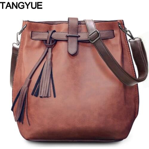 TANGYUE Tassel Womens Shoulder Bag Female Leather Crossbody Small Lady Shoulder Bag Women Handbag for Girls sac femme bolsas