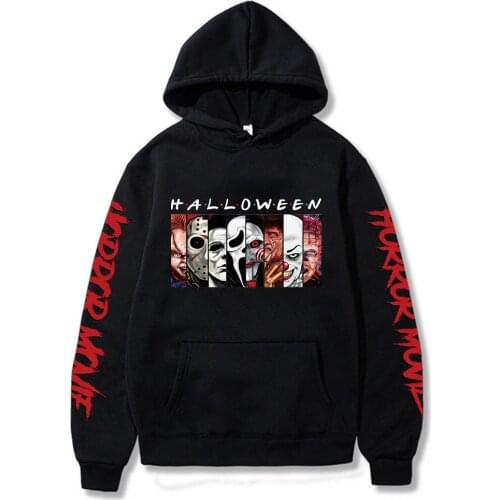 Horror Movie Characters Panel Hoodie Halloween Cosplay Costume Sweatshirts Cozy Tops Sweatsuit Sudadera Felpa Moletom