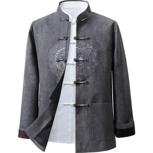 Traditional Chinese Style Dragon Hanfu Blouse Wu Tang Suit Men Kung Fu T Shirts Tops Jackets Cheongsam New Year Coats TA2235