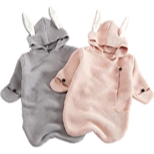 Newborn Knitted Blanket Sleepers Infant Baby Sleep Sacks for Newborn Baby Boys Girls Rabbit Shaped Swaddle Wrap
