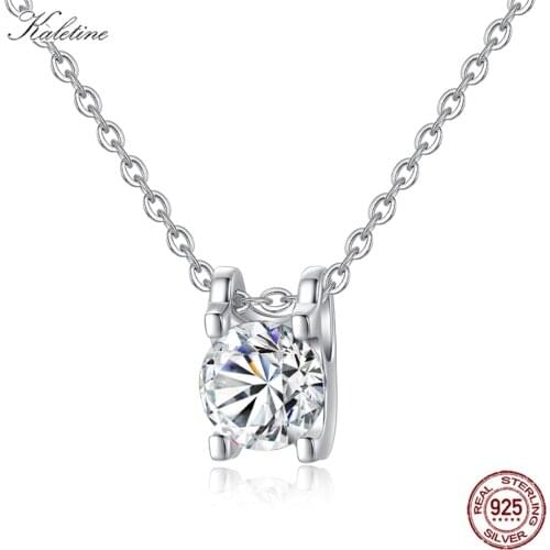 Kaletine Hamsa Long Necklace Women Lucky Round AAA CZ 925 Sterling Silver Chocker Necklace Adjustable Link Chain Jewelry Making