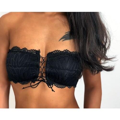 Womens Cotton Underwear Tube Tops Sexy Lace Top Fashion Push Up Underwear Female Thin Bra Without Steel Ring Sexy Lingerie