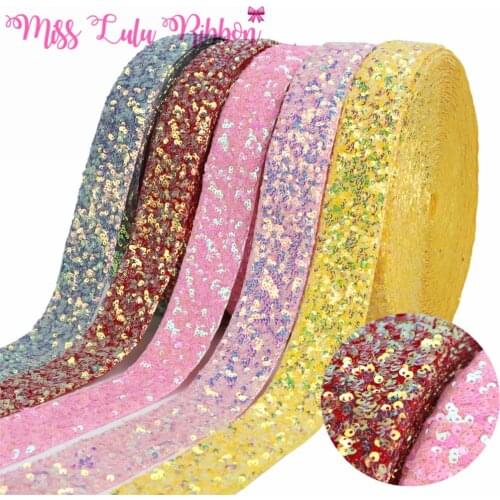 1-1 / 2" 38mm 25 Yards Colorful Sequin Ribbon DIY Bow Material Handmade Girl Hair Dress Sewing Supplies