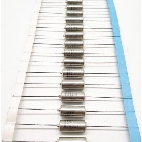 1pcs US 35V 22uF 10% 35V22uF axial tantalum electrolytic capacitor 7*17mm