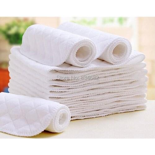 10pcs Washable Reusable Baby Cloth Diapers Nappy Inserts Cotton 3 Layers Baby Nappies Cloth Diaper Insert