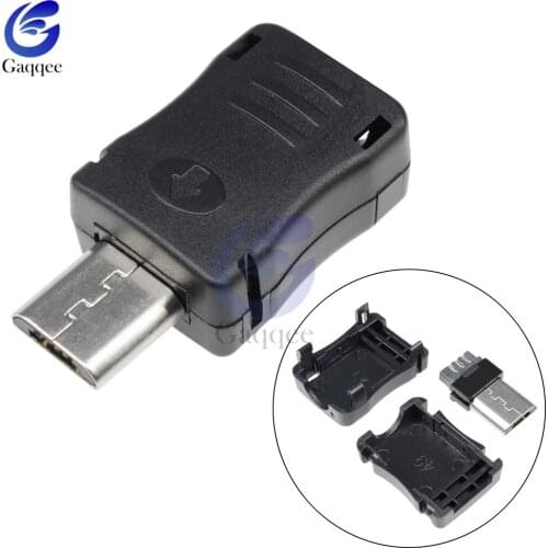10 pcs/lot USB Male 5 Pin With Sheath Plastic Shell Micro USB Connector Jack Tail Phone Plug Sockect Terminals DIY
