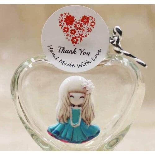 1000pcs Thank you heart flower design Sealing Sticker label kraft handmade with love paper gift label custom cost extra