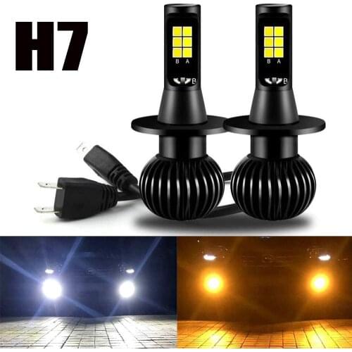 2-Pack H7 LED Fog Lights Bulbs Dual Color foglamp All-in-One Conversion Kits led Foglight Amber Yellow White NOT for Headligh