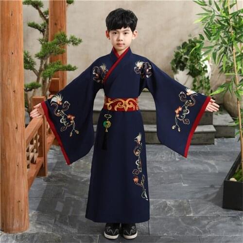 2021 Kids Uniforms Children Performance Stage Clothing Chinese Traditional Tang Dynasty Hanfu Boys Party Dress Dance Costumes