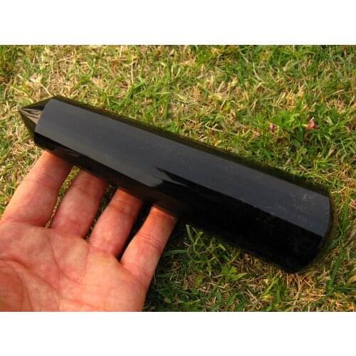 248g 24 SIDED NATURAL OBSIDIAN ROCK QUARTZ CRYSTAL HEALING POINT SUPER