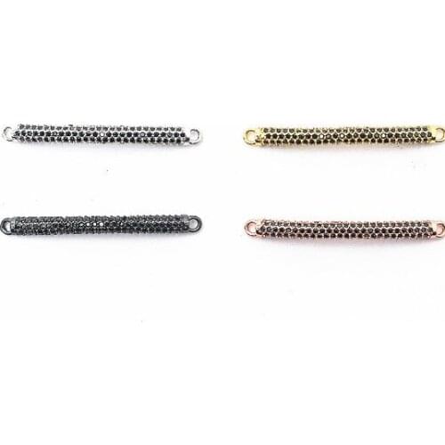 3*36mm tube micro pave cz zircon cubic zirconia beads DIY Copper necklace charm bracelet connectors df23