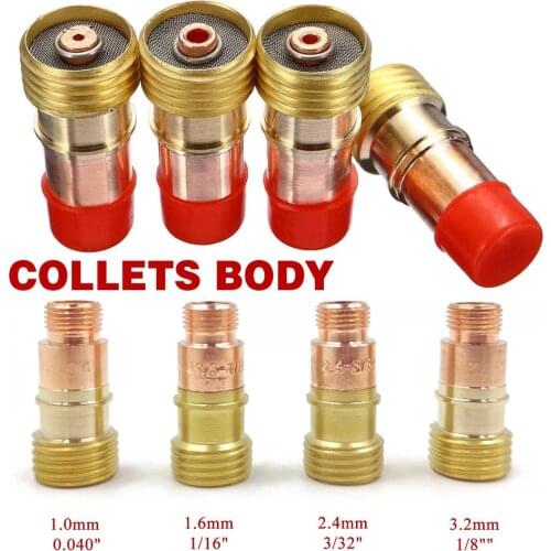 4/8/16pcs Forgelo Brass Collets Body Stubby Gas Lens Connector With Mesh For Tig WP-17/18/26 Torch Welding Accessories