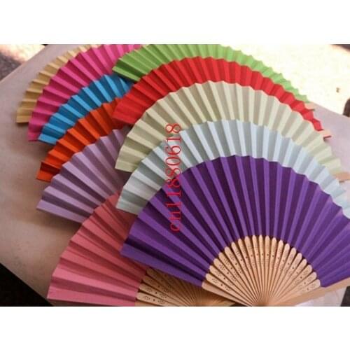 500pcs/lot Free Shipping 2015 Newest fan handmade wedding paper Fans craft wedding Favor Gift 16 colors
