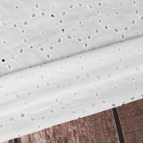 White Geo Hollow Lace Cloth Square Shape Embroidered Womens Summer Cotton Cloth Hollow Lace Fabric