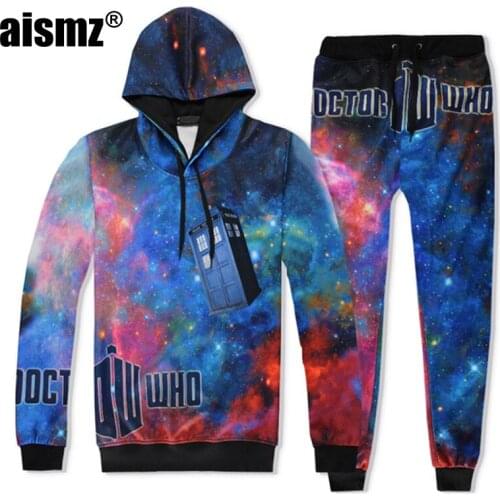 Aismz Brand Fashion Winter Autumn New Men Women Hoodies Set 3D Print Space Galaxy Hip Hop Sweatshirt Tracksuit 2 Piece Set