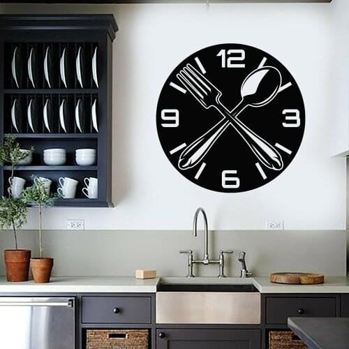 Clock Eat Time Vinyl Wall Decal for Kitchen Restaurant Food Dining Room Cafe Wall Stickers Creative Home Wall Decoration A578