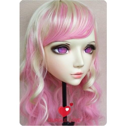 DM048) Girl Sweet Resin Japanese Anime Kigurumi Mask Cosplay Lolita Crossdressing Lifelike BJD Masks