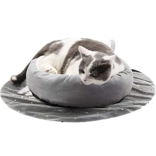 Pet Cat Bed Ears Nest Soft Warm Washable Round Dog Cat Cushion Home Mat Cat Beds Sleeping House Pet Supplies Products
