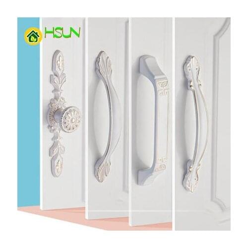 European Ivory White Cabinet Door Handles Modern Simple Drawer Door Handles Open Cabinet Hardware Wardrobe Door Handles