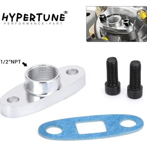 Hypertune - Aluminum 1/2"NPT Female AN10 Turbo Oil Drain Flange Adapter Kit w/Gasket FemaleFor T3 T4 T04 GT30-GT55 HT-OFG32