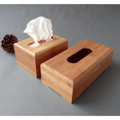 Bamboo tissue box Large space Towel rack Toilet Bedroom Home Auto paper towel box