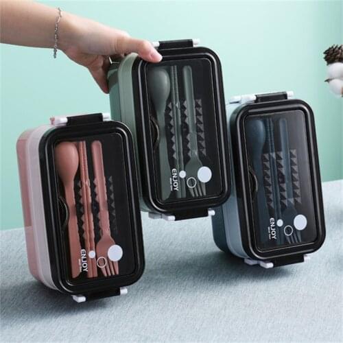 ABS Plastic Lunch Box Bento Box School Kids Office Worker 2 layers Microwae Heating Lunch Container Food Storage Box Dinnerware