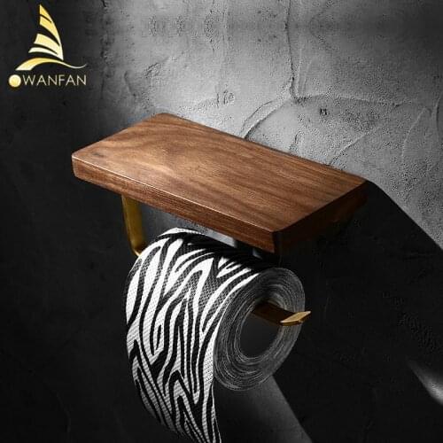 Brass Brushed Toilet Paper Holder Toilet Roll Holder House Hold Toilet Paper Holder Wall-Mounted Mobile Phone Holder WF-811547