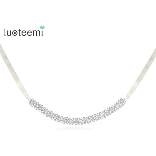 LUOTEEMI Multiple Layer Cubic Crystal Choker for Women Aesthetic Wedding Bridal Gorgeous Jewelry for Female Envio Gratis