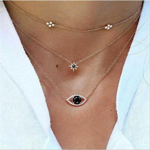 Eye Star Multilayer Pendant Fashion Evil Boho Lady Crystal New Design Necklace