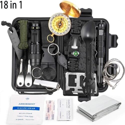 18-in-1 Camping Emergency Survival Kit Tool Multifunctional First Aid SOS Portabl Equipment Tool for Wilderness Expedition