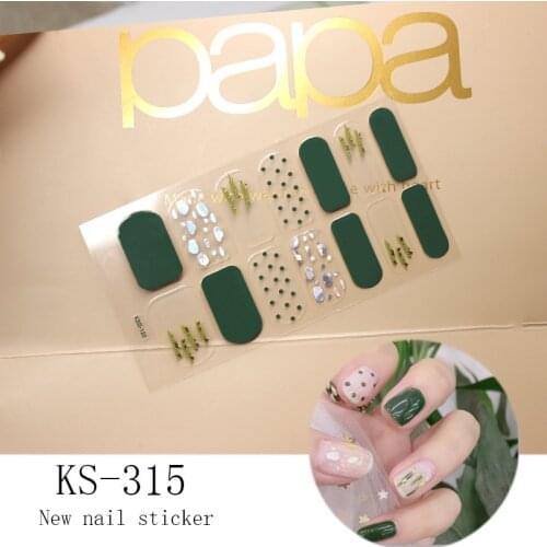 14tips/sheet Fashion Color Nail Sticker French Full nail Wraps Nail Polish Sticker Lattice Elements Art Predesigned Drop Ship