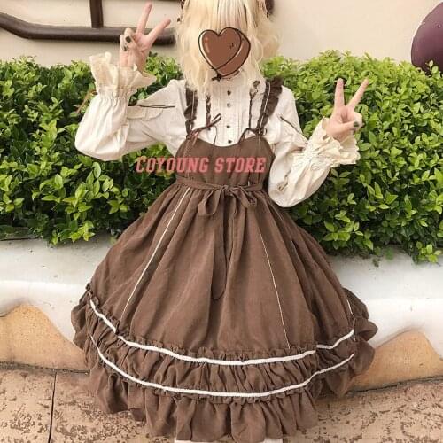 2021 Spring and Summer New Micro-miao Princess Dress Solid Color Lolita Lace-up Fluffy Skirt