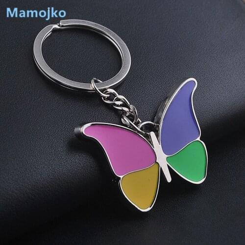 Mamojko New Dripping Glaze Colorful Butterfly Key Chain Fashion Car Key Ring For Women Charm Bag Pendant Key Holder Gifts