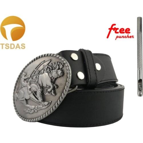 Newest Cowboy Metal Belt Buckle Western Hunting Removable Belt Buckles Men Suit Fit 4cm Width Belts For Birthday Gift