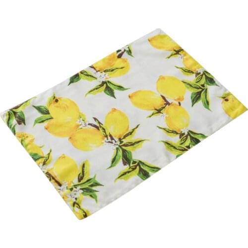 Dining Double-sided Placemat Tablecloth Pad Fruit Thickening Modern Mat Spilll Proof Lemon Printing Flowers Decorative Placemats
