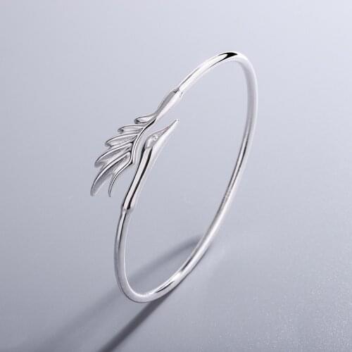 PANGJERY 925 Sterling Silver Opening Bracelet Bangles for Women Couples Exquisite Romantic Angel Wings Wedding Jewelry Gifts