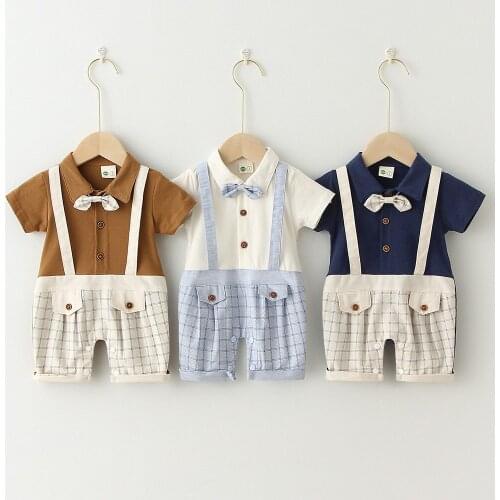 Newborn Pajamas Summer Infant Boy Clothes First Birthday Newborn Baby Boy Rompers One-Pieces Cotton Short Sleeve Baby Clothes