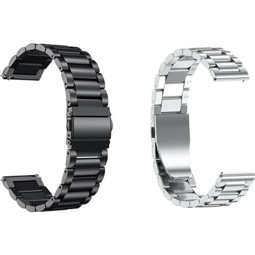 18mm 20mm 22mm Stainless Steel Watch Bands Replacement Strap Link Bracelet 3 Beads Wide Universal for Samsung for Huawei New