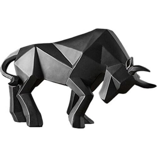 Nordic Resin Crafts Geometric Bullish Cattle Sculpture Home Living Room Office Creative Bullfighting Decoration