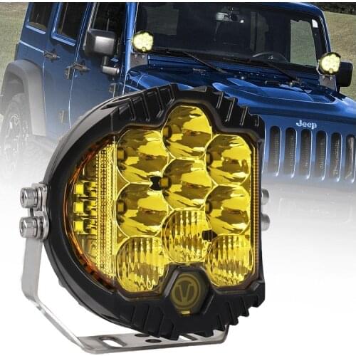 EURS 1pcs 5 Inch LED Headlights DRL Hi/Lo Beam 50W 5000LM 9LEDS For Niva Motorcycle Lada Offroad 4x4 UAZ 12V 24V White yellow